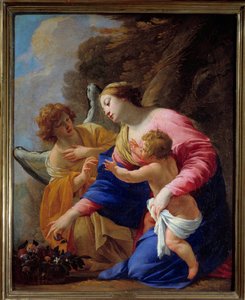 Die Jungfrau und der Engel. Gemälde von Simon Vouet (1590-1649) 1641 Caen, Museum der Schönen Künste von Simon Vouet