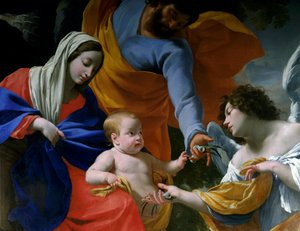 Die Rast der Heiligen Familie (Detail) von Simon Vouet
