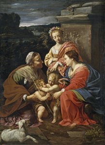 Jungfrau und Kind mit Johannes dem Täufer als Junge, Heilige Elisabeth und Heilige Katharina von Simon Vouet
