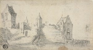 Befestigte Gebäude am Wasser von Simon de Vlieger