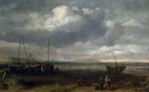 Am Meer in Scheveningen mit Fischerbooten von Simon de Vlieger