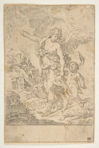 Ein Schutzengel, der mit einem Kind geht, ca. 1640 von Simone Cantarini