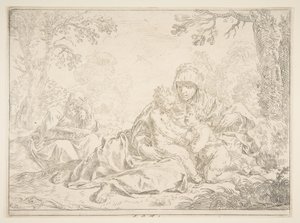 Heilige Familie mit Johannes dem Täufer, ca. 1637-1640 von Simone Cantarini