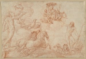 Jupiter, Neptun und Pluto huldigen dem Wappen von Kardinal Borghese von Simone Cantarini