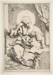 Madonna und Kind mit einem Vogel, ca. 1635-1636 von Simone Cantarini