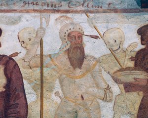 Der Tod mit dem Krieger (dem Helden), Detail aus dem Totentanz