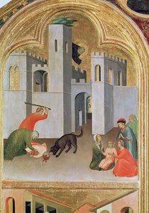 Agostino Novella rettet ein von einem Hund gebissenes Kind (Detail) von Simone Martini