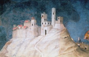 Gedenken an Guidoriccio da Fogliano bei der Belagerung von Montemassi (Detail) von Simone Martini