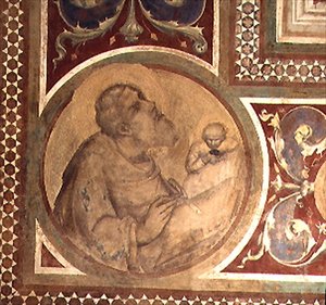 Maesta: St. Matthäus und der Engel (Detail) von Simone Martini