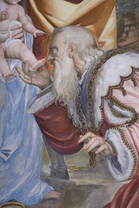 Die Anbetung der Könige, Presbyterium, 1578-82 (Detail) von Simone Veneziano Peterzano