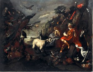 Orpheus und die Tiere. Gemälde aus dem Umfeld von Sinibaldo Scorza (1589-1631)