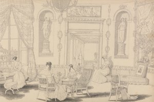 Album mit 30 Ansichten in Tirol und Italien: Rundes Boudoir im Casino Pecori, 10. Oktober 1841 von Sir Charles D