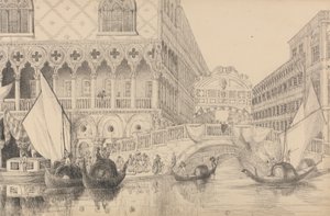 Album mit 30 Ansichten in Tirol und Italien: Die Seufzerbrücke und ein Teil des Dogenpalastes 10. Nov. 1840 von Sir Charles D
