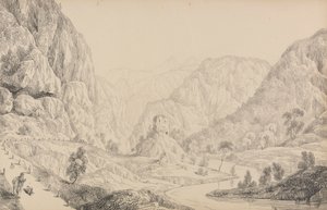 Album mit 30 Ansichten in Tirol und Italien: Blick auf den Eisak bei Mittenwald, 27. Okt. 1840 von Sir Charles D