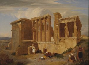 Das Erechtheion, Athen, mit Figuren im Vordergrund