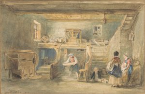 Das Innere der Pitlessie-Mühle mit einem Mann, der Korn siebt von Sir David Wilkie