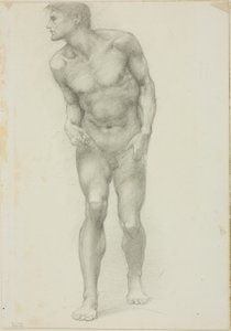 Stehender nackter Mann mit Gesicht im Profil von Sir Edward Burne Jones