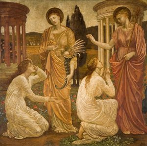 Amor und Psyche - Palace Green Wandgemälde - Psyche an den Schreinen von Juno und Ceres, 1881