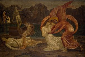 Amor und Psyche - Palace Green Wandgemälde - Psyche erhält den Kasten von Proserpine, 1881 von Sir Edward Coley Burne Jones