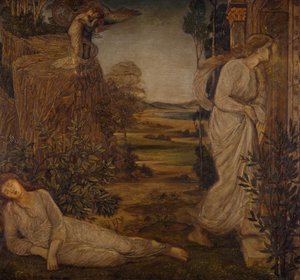 Amor und Psyche - Palastgrüne Wandgemälde - Zephyrus trägt Psyche zum Berg