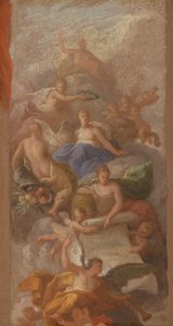 Eine Skizze der Dankbarkeit, gekrönt von Frieden, mit anderen allegorischen Figuren von Industrie, Ruhm und Fülle von Sir James Thornhill