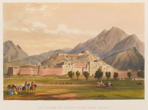Bala Hissar und Palast des Schahs, Kabul (farbige Lithographie) von Sir Keith A. Jackson