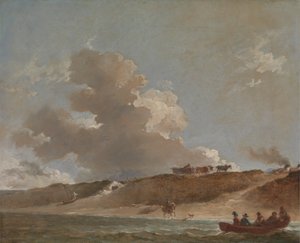 Küstenlandschaft mit einer Fähre von Sir Peter Francis Bourgeois