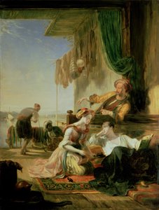 Lord Byron ruht im Haus eines Fischers, nachdem er den Hellespont durchschwommen hat, 1831 von Sir William Allan