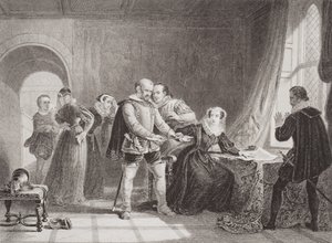 Maria Stuart (1542-87) gezwungen, ihre Abdankung in Lochleven Castle 1567 zu unterzeichnen, aus 
