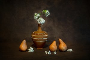 Rustikales Stillleben mit Blüten