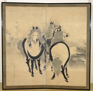 Pferde, Japanisch, Edo-Periode, ca. 18. Jahrhundert von Soga Shohaku