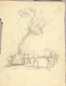 Pferde und Baum von Solon H. Borglum