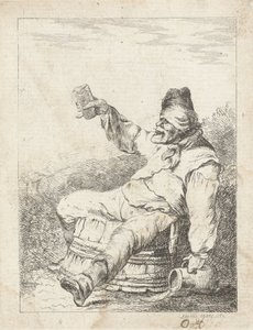 Betrunkener Mann, der auf einem Fass sitzt von Sophia Wilhelmina Evans