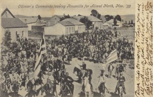 Postkarte, die Olliviers Kommando beim Verlassen von Rouxville darstellt von South African Photographer