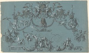 Arabesken mit spielenden Putti, Tieren und Narren von South German 18th Century