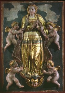 Mariä Himmelfahrt, Detail eines Renaissance-Altarbildes von Spanish School