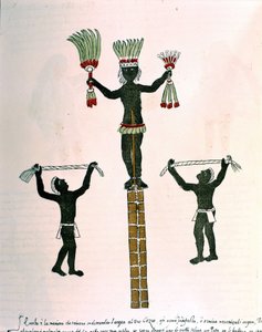 Aztekische Spiele im Codex Vaticanus 3738 (Codex Vat. Rios). Faksimile des Manuskripts von Dominikaner Pedro de los Rios, zwischen 1570 und 1589, Bibl. Vatikan von Spanish School