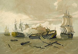 Britische Flotte greift Castillo del Morro, Kuba, 1761 an
