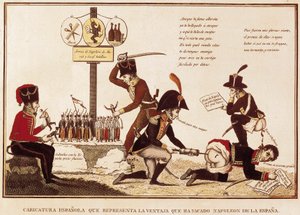 Karikatur der Vorteile, die Napoleon Bonaparte (1769-1821) in Spanien erzielt hat
