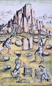 Codex der Eroberung Mexikos: Steinmetzarbeit