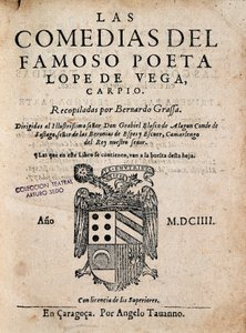 Titelblatt von Las comedias del famoso poeta Lope de Vega, von Felix Lope de Vega Carpio (1604)
