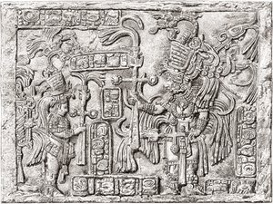 Dekorativer Sturz aus der antiken Maya-Stadt Yaxchilan, Chiapas, Mexiko von Spanish School