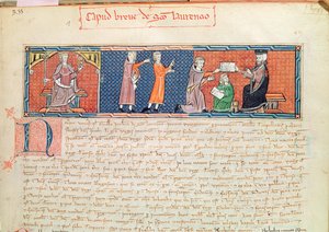 Guillaume Jaubert schwört einen Eid vor König Jakob I. (1207-76) von Mallorca, aus dem Capbreu de Clayra et de Millas, 1292 von Spanish School