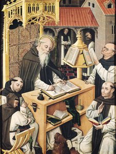 Innenraum eines Skriptoriums, Schule von Segovia von Spanish School