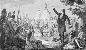 Joseph Smith, Gründer der Mormonenkirche, predigt den Indianern, aus 