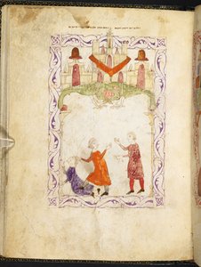 Moses tadelt zwei streitende Israeliten, Moses in Ägypten, aus Hispano-Moresque Haggadah, MS Or 2737, f.66r, f.1275-1324 von Spanish School