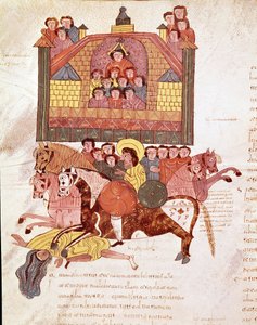 Mozarabische Bibelseite: Tod der Königin Isebel, Seite aus einer mozarabischen Bibel