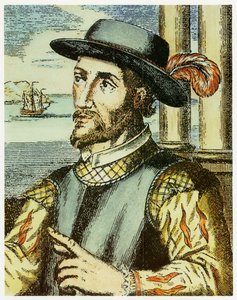Porträt von Juan Ponce de Leon (1474 – 1521) (handkolorierte Gravur)