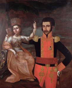 Simon Bolivar (1783-1830) und eine einheimische Frau