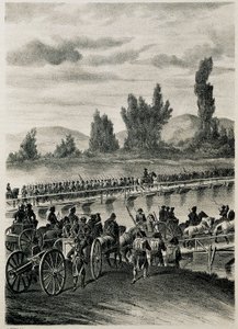 Die Truppen der napoleonischen französischen Armee überqueren den Fluss Bidasoa von Spanish School